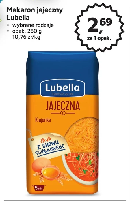 Lubella Jajeczna Makaron krajanka 250 g