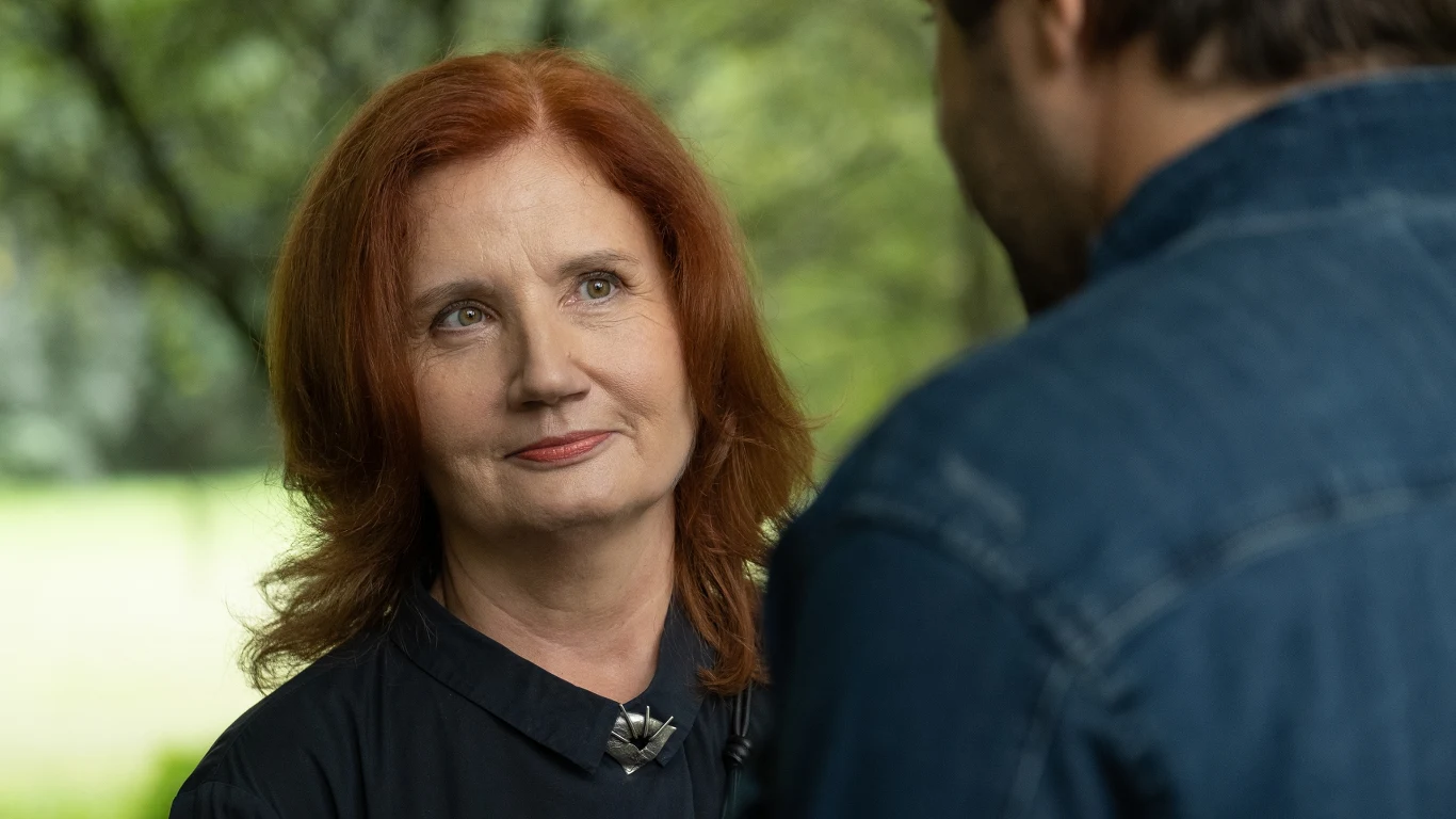 Dorota Chamczyk na planie serialu "Mój agent"