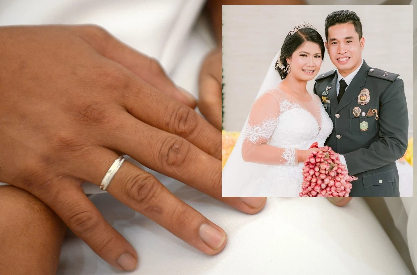 Para poszła do ślubu z bukietem zrobionym z cebuli. Fot. Jay DIRECTO/April Lyka Biorrey Nobis Para poszła do ślubu z bukietem zrobionym z cebuli. Fot. Jay DIRECTO/April Lyka Biorrey Nobis