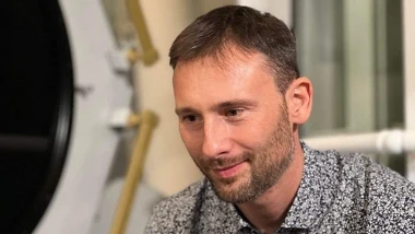 Sławosz Uznański podczas wywiadu