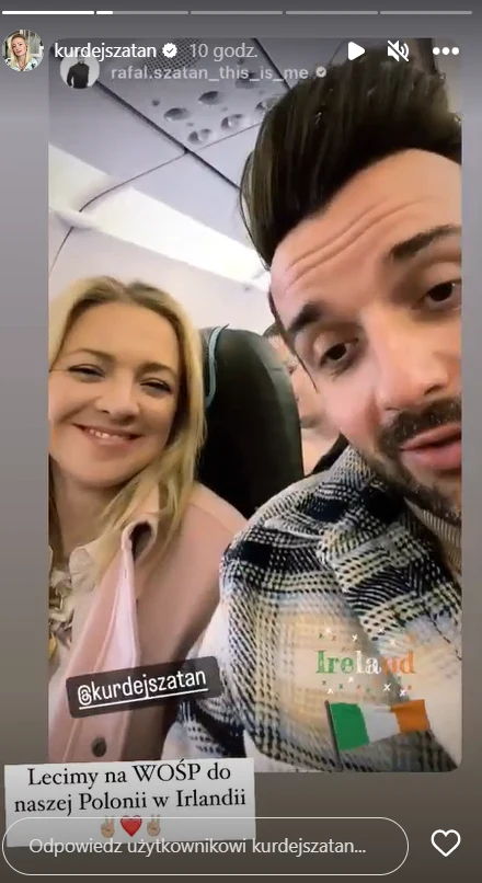 Barbara Kurdej-Szatan i Rafał Szatan polecieli do Irlandii na finał WOŚP https://www.instagram.com/kurdejszatan/ Barbara Kurdej-Szatan i Rafał Szatan polecieli do Irlandii na finał WOŚP https://www.instagram.com/kurdejszatan/