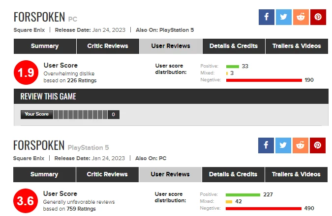 Recenzje Forspoken na Metacritic nie zwiastują niczego dobrego Recenzje Forspoken na Metacritic nie zwiastują niczego dobrego