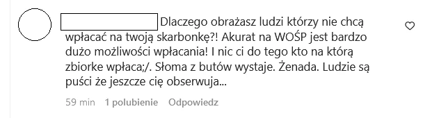 Zdenerwowana fanka na Instagramie Zdenerwowana fanka na Instagramie