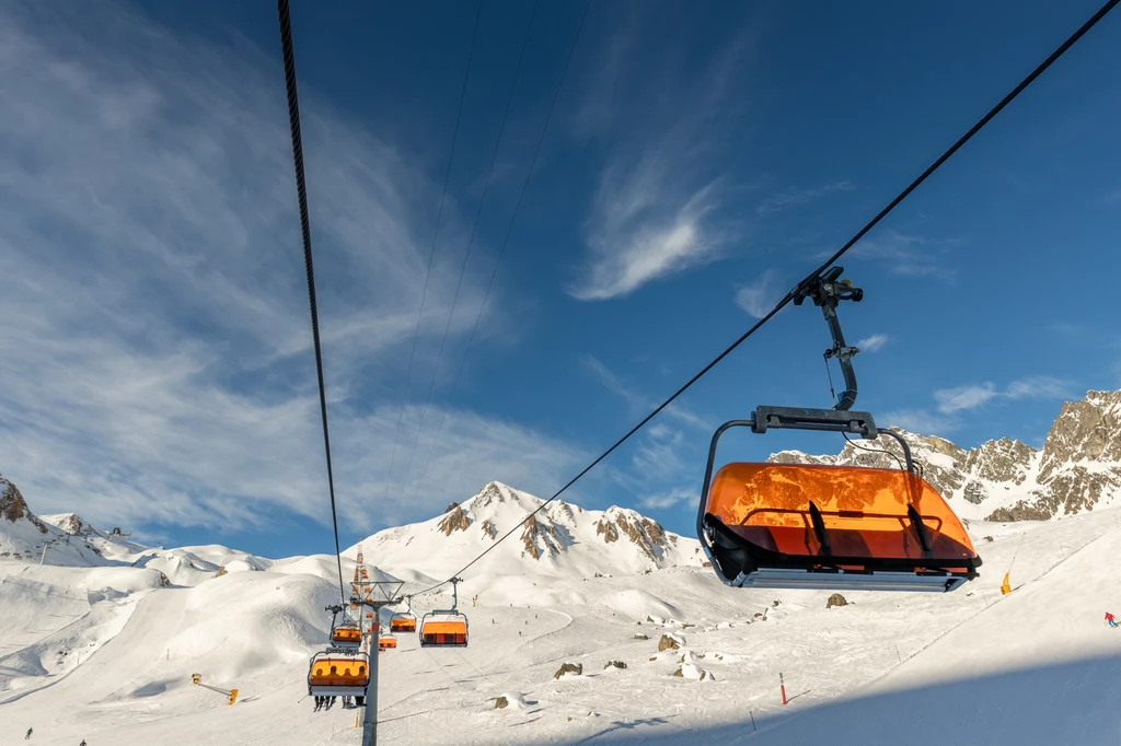 Malowniczy widok na ośrodek narciarski Silvretta Arena Samnaun/ Ischgl.