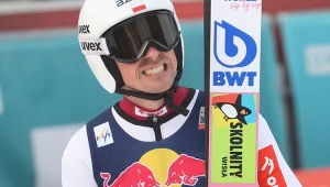 Polak Piotr Żyła podczas zawodów Pucharu Świata w lotach narciarskich na skoczni mamuciej Kulm, 29 bm. w austriackim Bad Mitterndorf