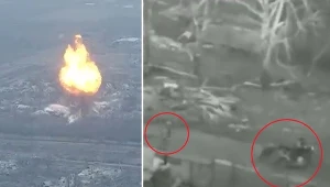 Na nagraniu widać moment eksplozji składu amunicji i uciekających na skradzionym motocyklu Rosjan