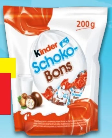 Kinder Schoko-Bons Czekoladki z mlecznej czekolady z nadzieniem mlecznym i orzechami 200 g