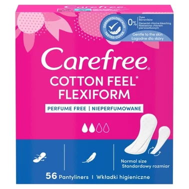 Carefree Cotton Feel Flexiform Wkładki higieniczne nieperfumowane 56 sztuk - 0