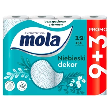 Mola Niebieski Dekor papier toaletowy 12 rolek - 1