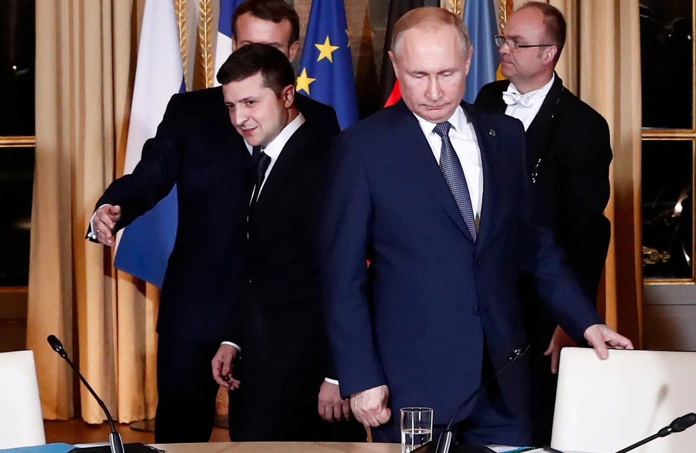 Wołodymyr Zełenski i Władimir Putin w 2019 r.