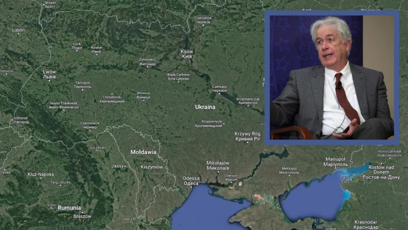 USA zaprzeczają, by proponowało Władimirowi Putinowi część Ukrainy w zamian za pokój; fot: Google.maps; dyrektor CIA William Burns/AFP USA zaprzeczają, by proponowało Władimirowi Putinowi część Ukrainy w zamian za pokój; fot: Google.maps; dyrektor CIA William Burns/AFP
