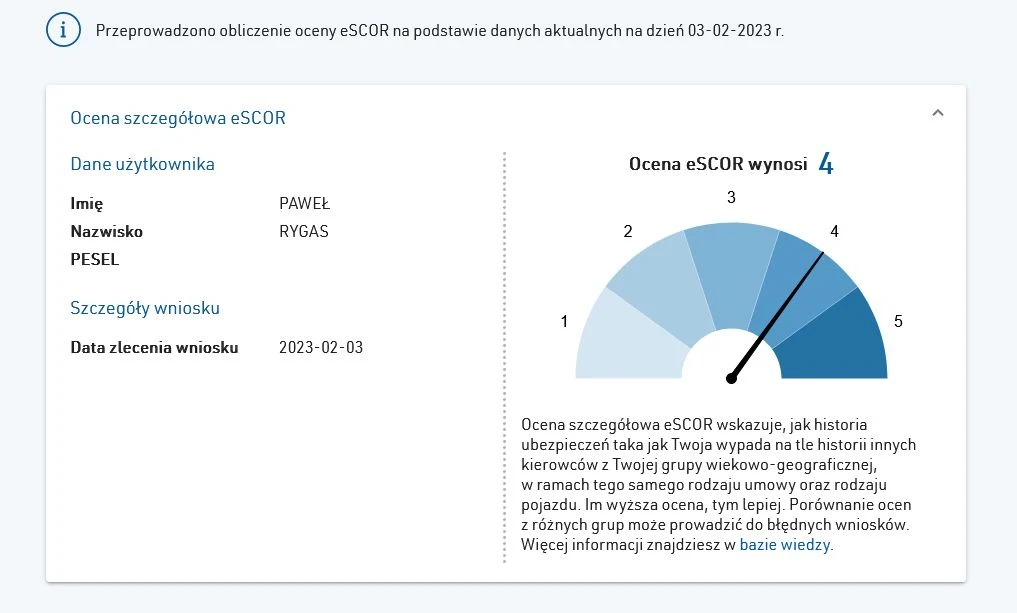 Moja ocena w systemie eSCOR