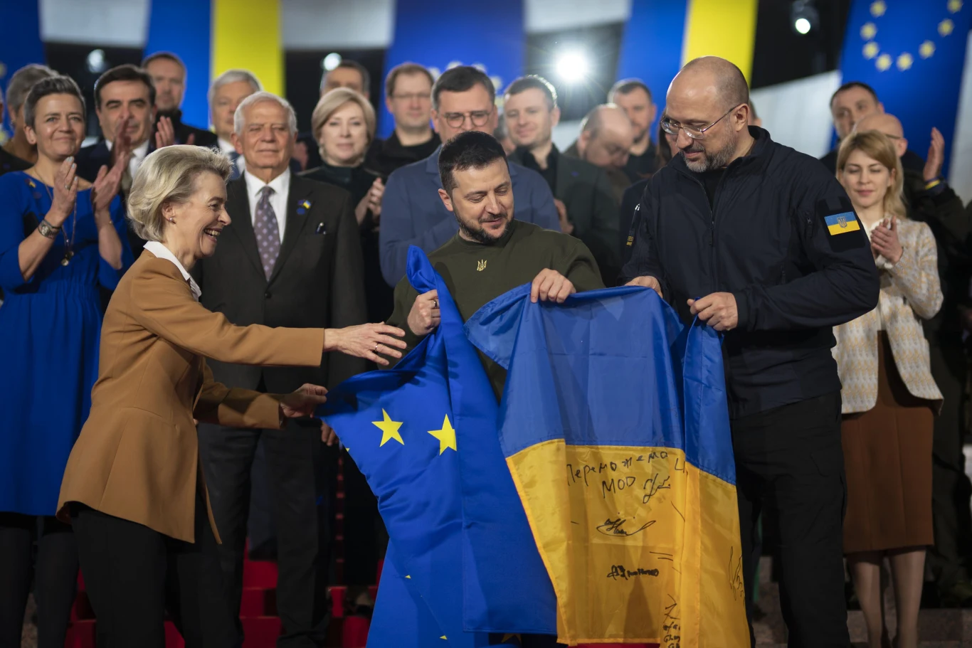 Urusla von der Leyen, Wołodymyr Zełenski i Charles Michel podczas wspólnego spotkania