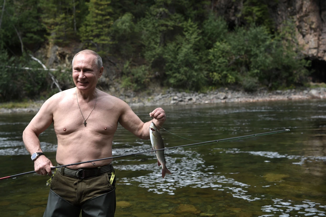 Putin podczas łowienia ryb Putin podczas łowienia ryb