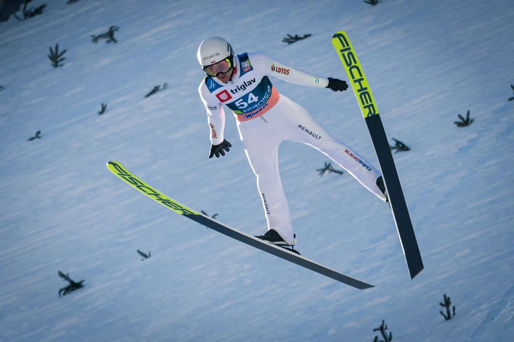 Andrzej Stękała podczas konkursu w Planicy Andrzej Stękała podczas konkursu w Planicy