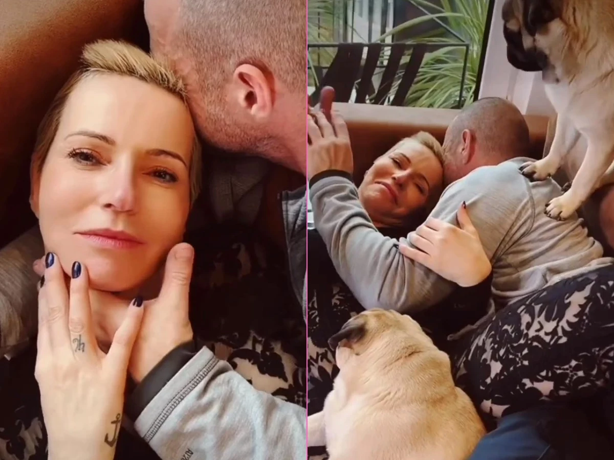 Paulina Smaszcz kotłuje się na kanapie z ukochanym i psami Paulina Smaszcz kotłuje się na kanapie z ukochanym i psami