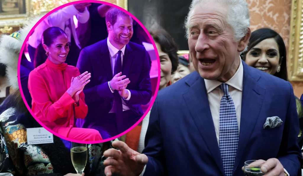 Książę Harry i Mehan Markle, król Karol III