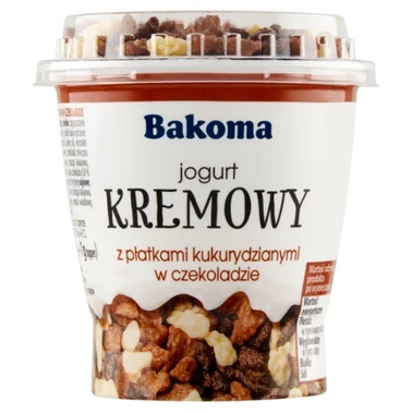 Bakoma Jogurt kremowy z płatkami kukurydzianymi w czekoladzie 127 g - 1