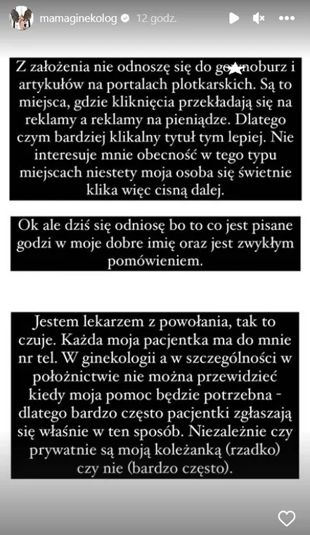 Mama Ginekolog odpowiada na zarzuty