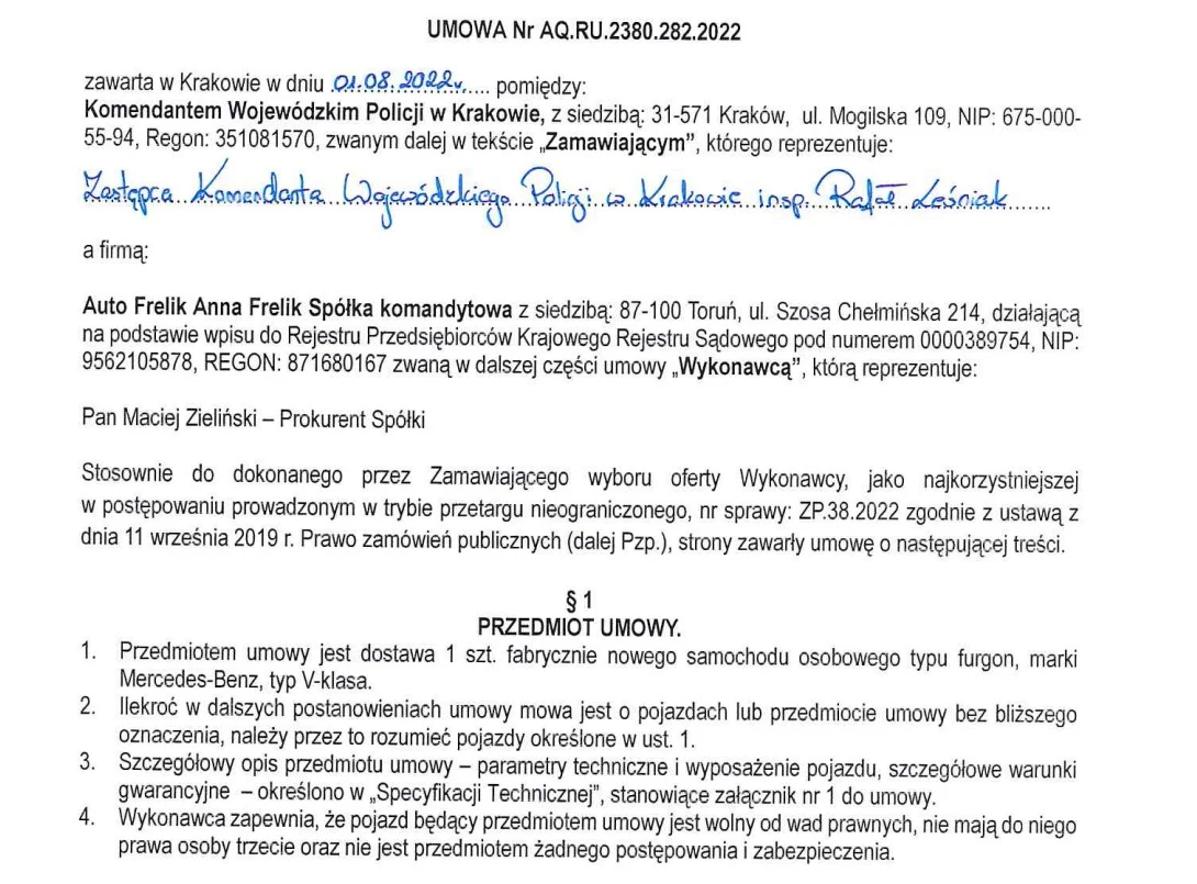 Fragment zawartej umowy Fragment zawartej umowy