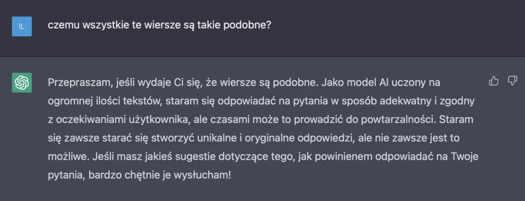 ChatGPT i jego wymówka