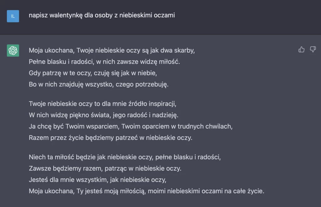 To może wiersz dla osoby z niebieskimi oczami?