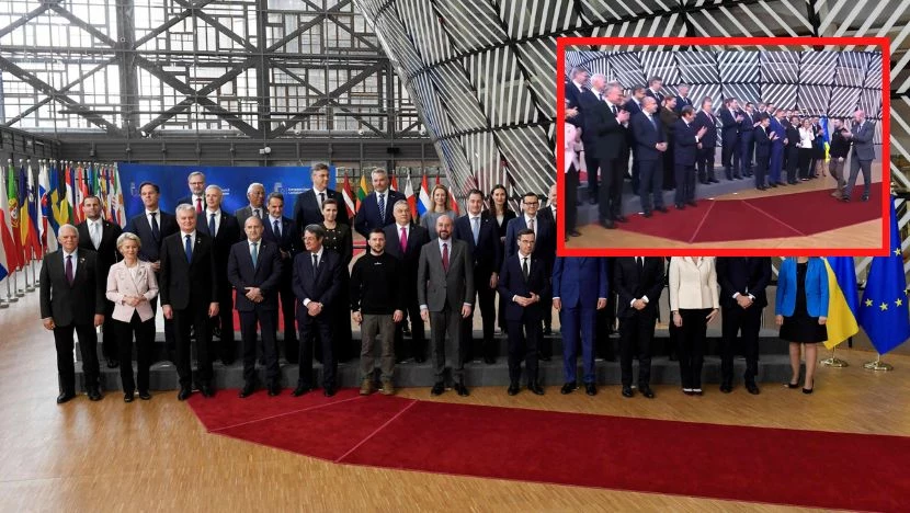 Przed zrobieniem pamiątkowego zdjęcia wszyscy zebrani oprócz Viktora Orbana oklaskiwali Zełenskiego Przed zrobieniem pamiątkowego zdjęcia wszyscy zebrani oprócz Viktora Orbana oklaskiwali Zełenskiego