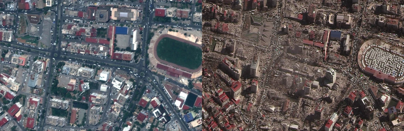 Okolice stadionu w mieście Kahramanmaras w Turcji