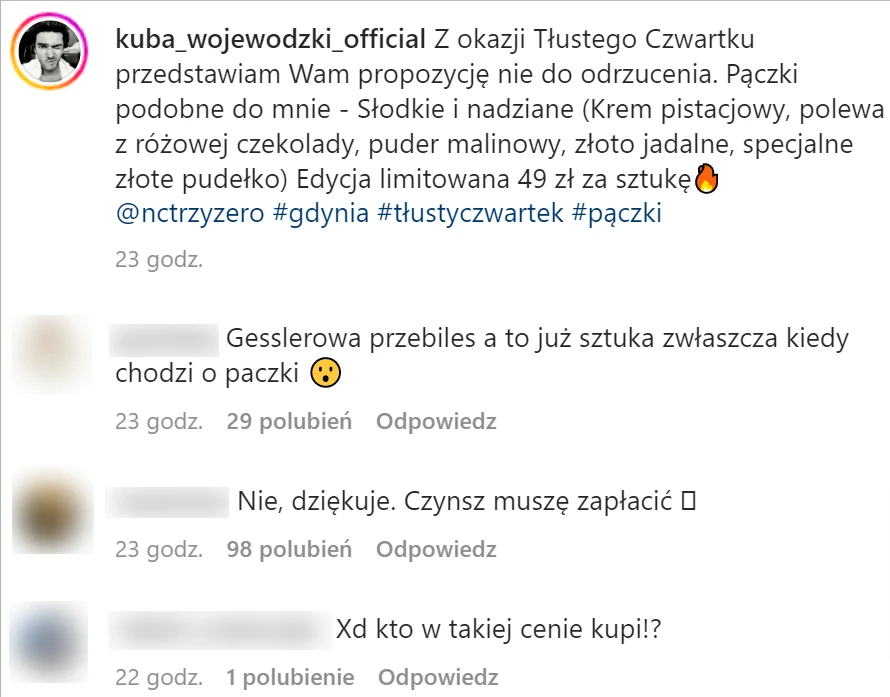 Kuba Wojewódzki na Instagramie