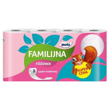 Mola Familijna Różowa Papier toaletowy 8 rolek - 1