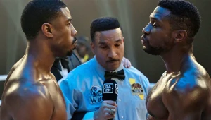 Michael B. Jordan i Jonathan Majors w scenie z filmu "Creed III"