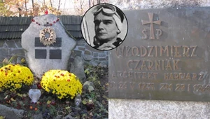 Grób Włodzimierza Czarniaka. W kółku sam tragicznie zmarły narciarz