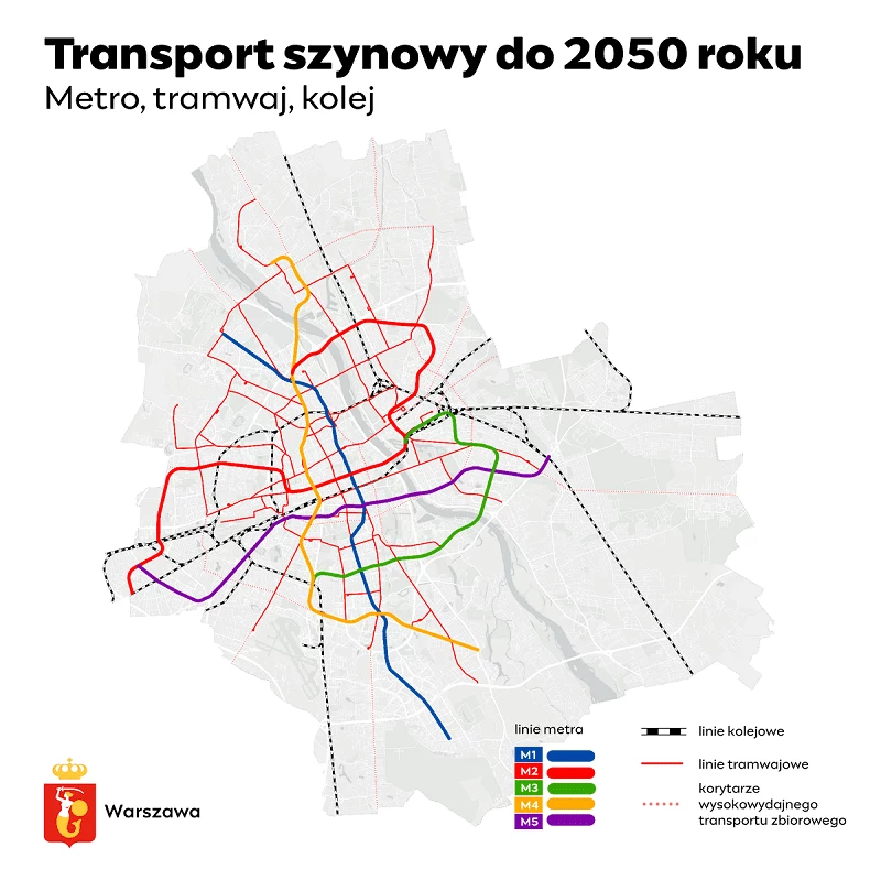 Tak będzie wyglądał transport szynowy w Warszawie do 2050 roku