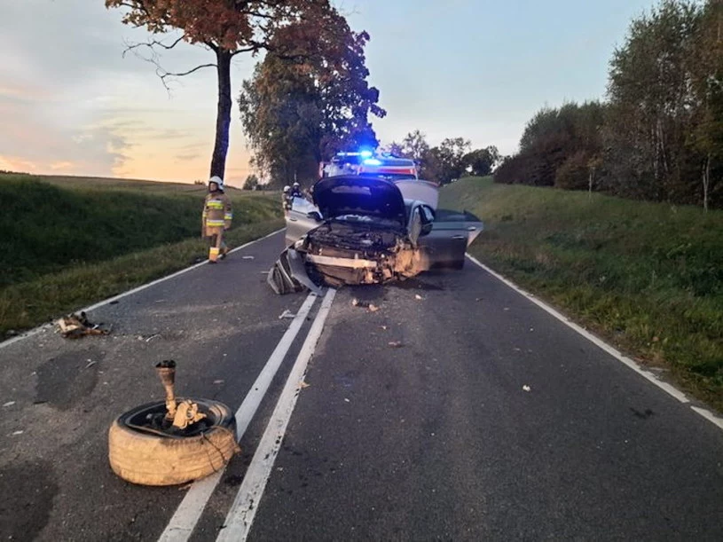 Do wypadku doszło na prostym odcinku drogi. Prokuratura uznała, że to kierowca Mercedesa zjechał ze swojego pasa i doprowadził do zderzenia z Audi