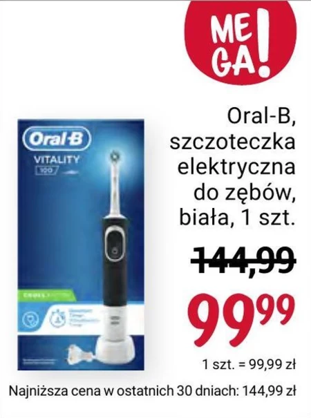 Oral-B Vitality 100 Szczoteczka elektryczna stworzona w technologii Braun, czarna