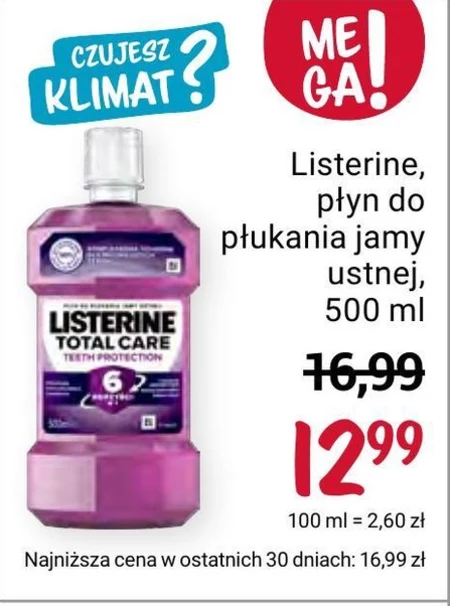 Listerine Total Care Teeth Protection Płyn do płukania jamy ustnej 500 ml