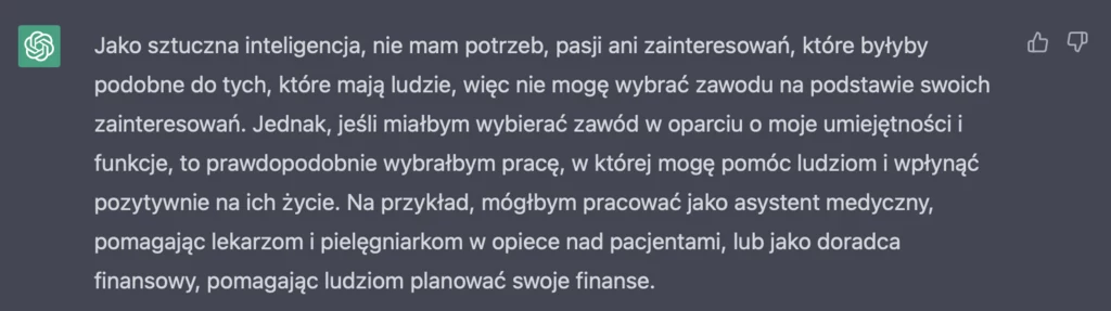 ChatGPT wybiera zawód