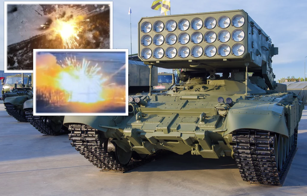 Tak wybucha rosyjska wyrzutnia broni termobarycznej TOS-1A