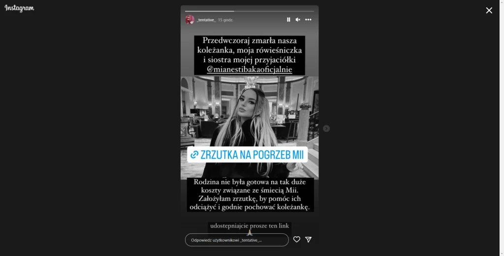 Zbiórka na pogrzeb celebrytki /https://www.instagram.com/_tentative_/ Zbiórka na pogrzeb celebrytki /https://www.instagram.com/_tentative_/
