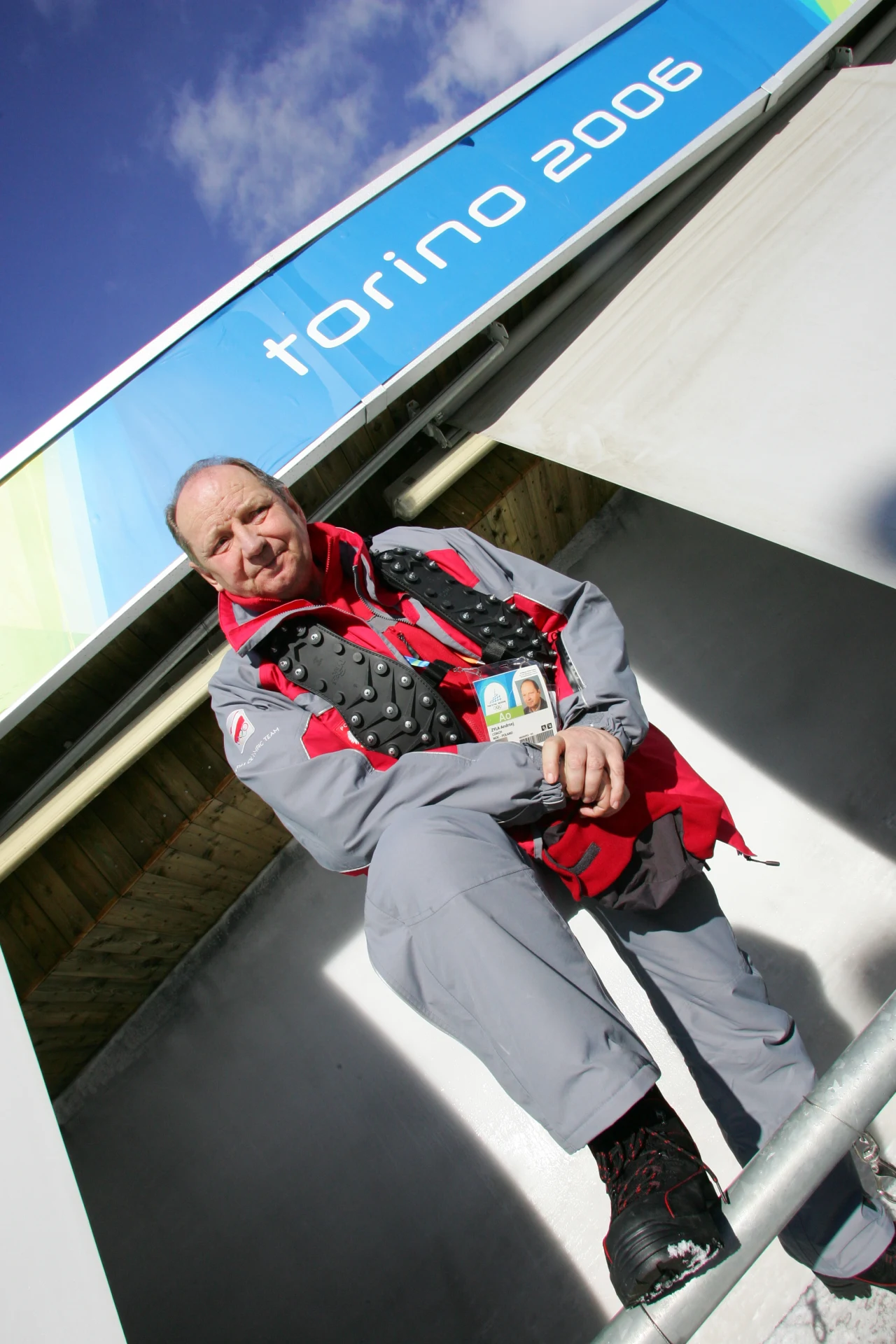 Andrzej Żyła na olimpijskim torze w Turynie Andrzej Żyła na olimpijskim torze w Turynie