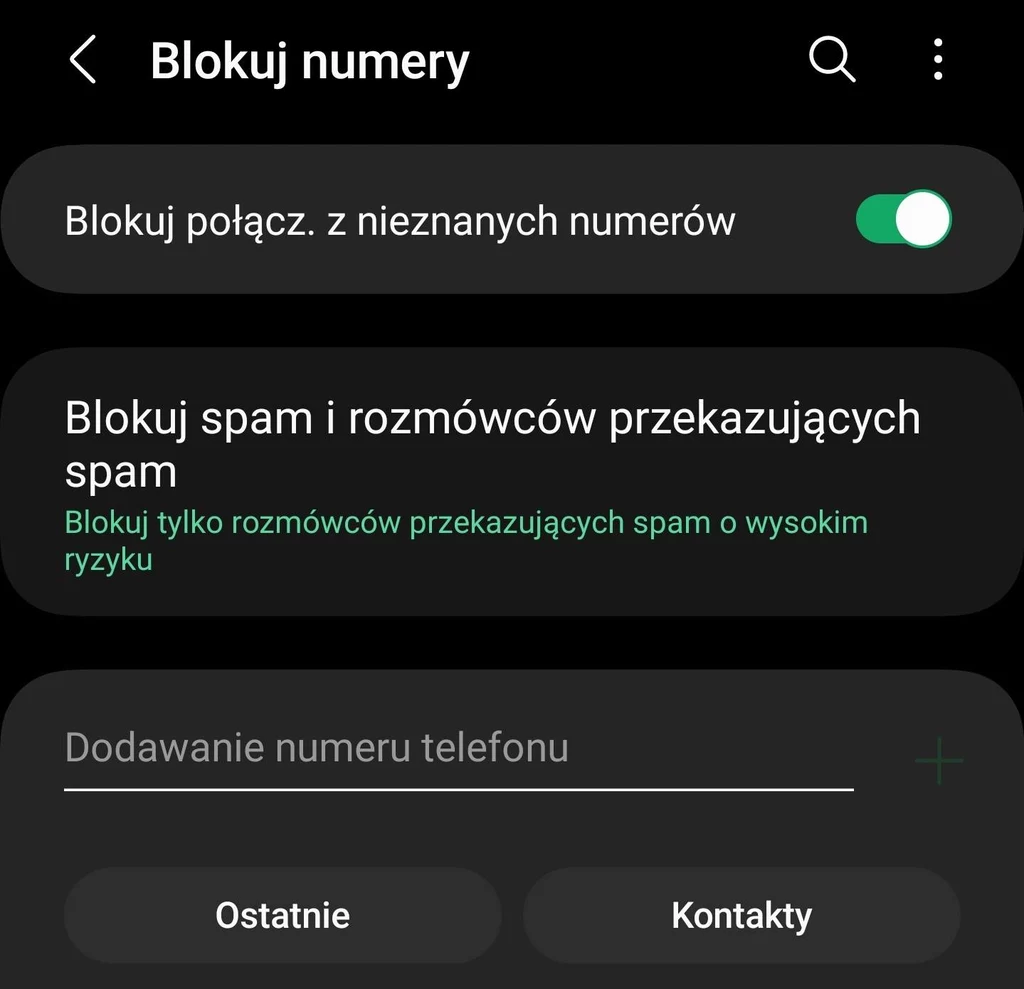 Blokowanie numerów na telefonie Samsung.