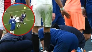 Paskudne kopnięcie w głowę piłkarza. Ten widok był przerażający