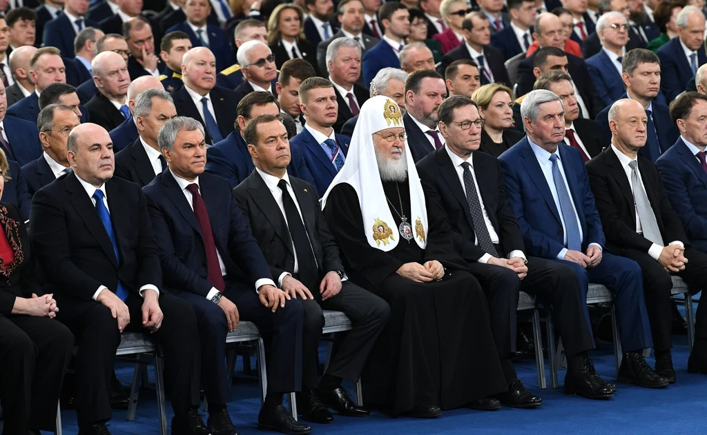 Najważniejsze osoby w Rosji wysłuchały przemówienia Władimira Putina Najważniejsze osoby w Rosji wysłuchały przemówienia Władimira Putina