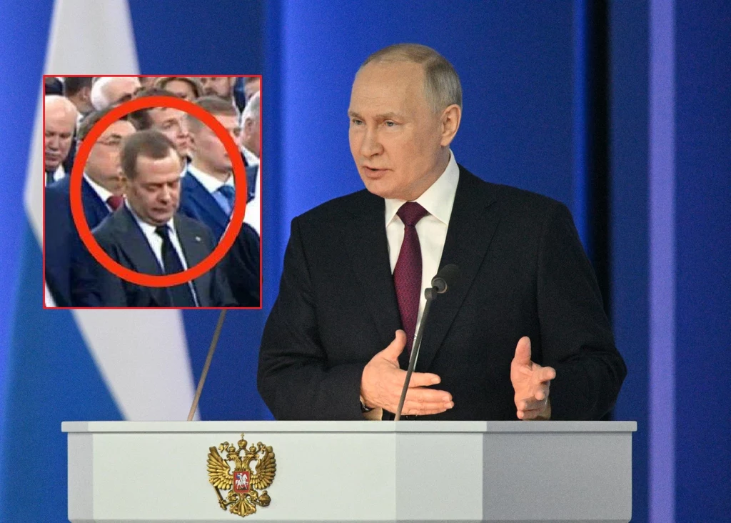 Władimir Putin podczas swojego przemówienia 21 lutego 2023 r.