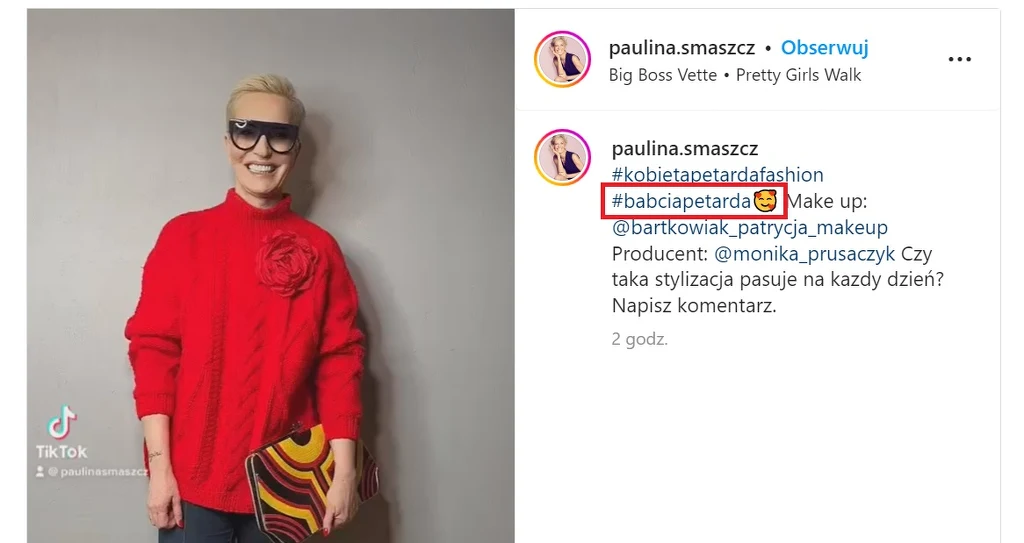 Paulina Smaszcz nazwała się "babcią Petardą"