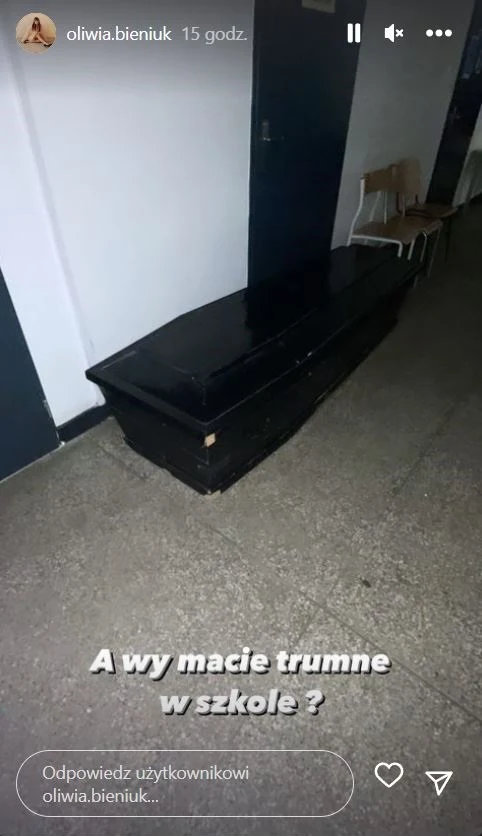 Oliwia Bieniuk opublikowała zdjęcie trumny
