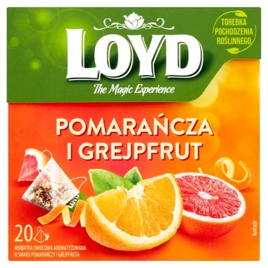 Loyd Herbatka owocowa aromatyzowana o smaku pomarańczy i grejpfruta 40 g (20 x 2 g) - 0