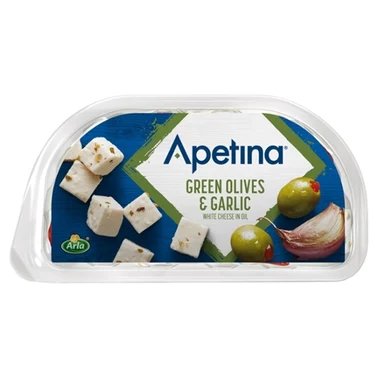 Arla Apetina Ser biały typu śródziemnomorskiego w zalewie olejowej z oliwkami i czosnkiem 100 g - 0