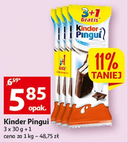Kinder Pingui Choco Biszkopt z mlecznym nadzieniem pokryty czekoladą 4 x 30 g
