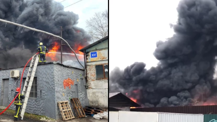 W Kijowie w magazynie farb i lakierów wybuchł pożar W Kijowie w magazynie farb i lakierów wybuchł pożar